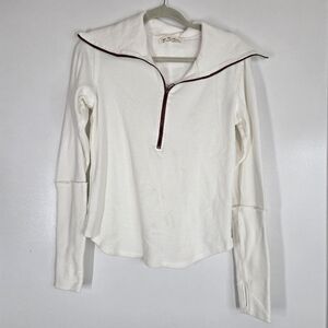 We the Free Fast Lane Half Zip Small Long‎ Sleeve White Combo Pullover Sweater